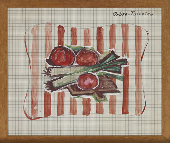 Otto Dix - Lauch und Tomaten / Ochse (Entwurfszeichnungen) - Cornice