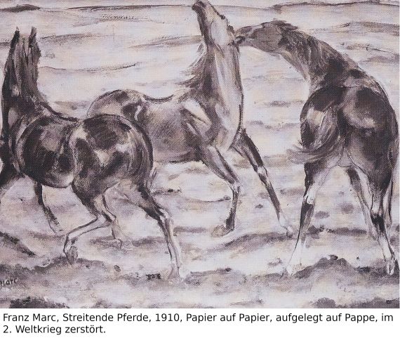Franz Marc - Zwei Pferde. Verso: Zwei stehende Mädchenakte mit grünem Stein - Altre immagini