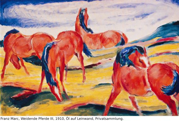 Franz Marc - Zwei Pferde. Verso: Zwei stehende Mädchenakte mit grünem Stein - Altre immagini