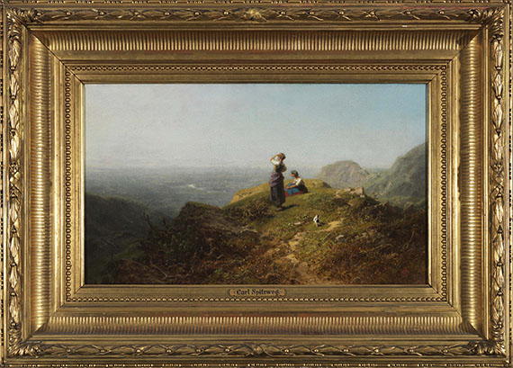 Carl Spitzweg - Blick ins Tal (Zwei Mädchen auf einer Alpe) - Cornice