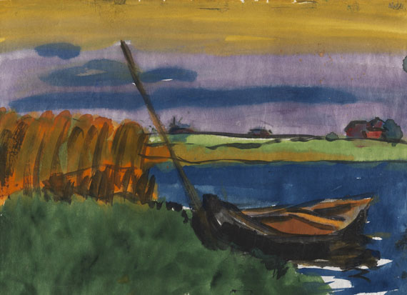 Emil Nolde - Marschlandschaft mit Fischerboot