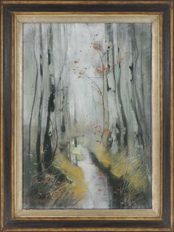 Karl Hagemeister - Birken im Herbst am Bachlauf - Cornice