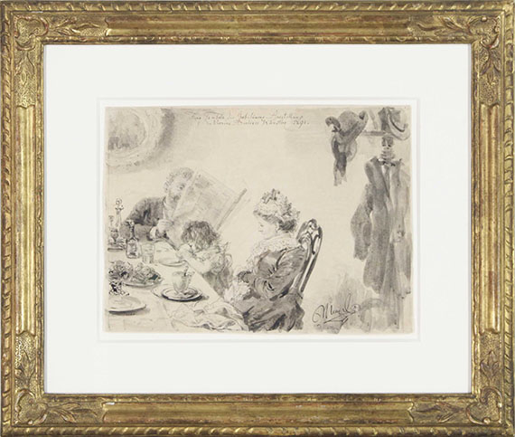 Adolph von Menzel - Frühstücksstunde (Familie im Kaffeehaus) - Cornice