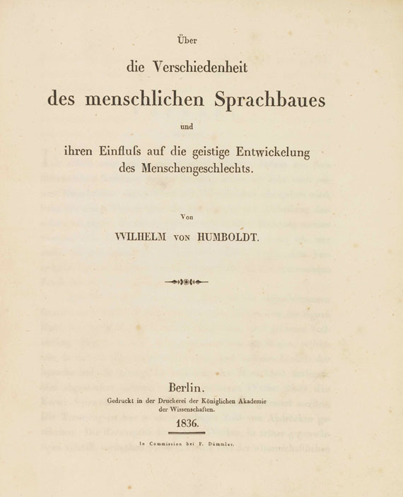Wilhelm von Humboldt - Über die Verschiedenheit des menschlichen Sprachbaues