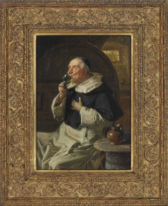 Eduard von Grützner - Die Weinprobe - Cornice