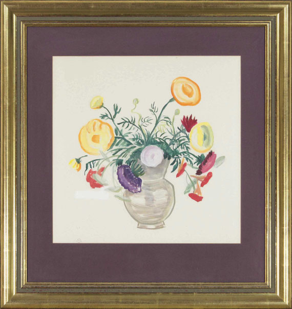 Gabriele Münter - Blumen in grauer Vase (Mischstrauß) - Cornice