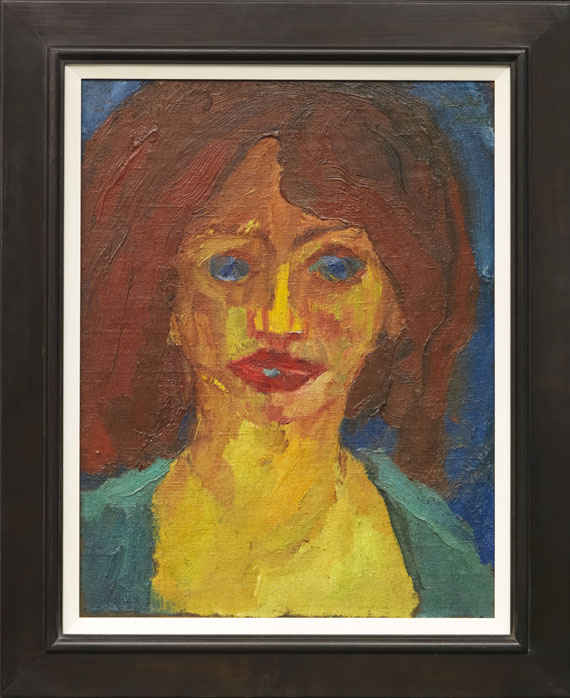 Emil Nolde - Schauspielerin (recto) / Piazza S. Domenico II, Taormina (verso) - Cornice