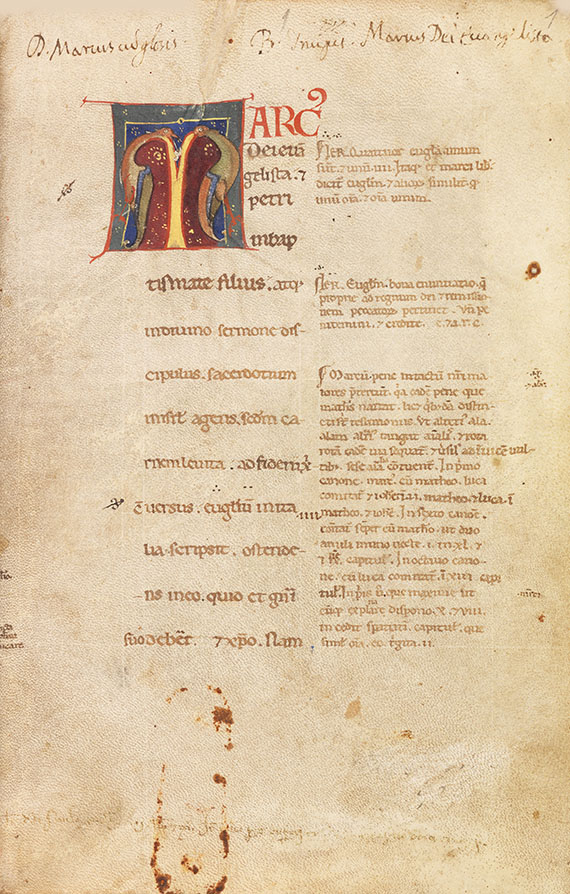  Manuskripte - Markus-Evangelium mit Glossa ordinaria. Pergamenthandschrift, Italien - Altre immagini