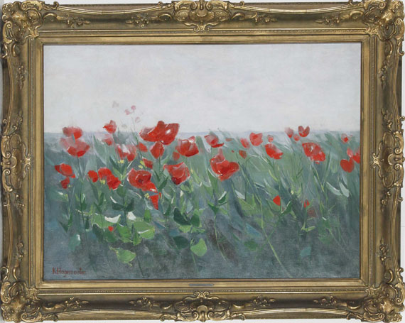 Karl Hagemeister - Roter Mohn am Seeufer - Cornice