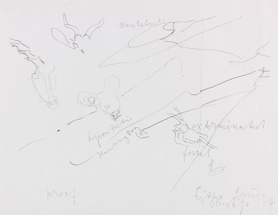 Joseph Beuys - Proof zu Blatt 8 aus der Folge "Zeichnungen zu Leonardo Codices Madrid"