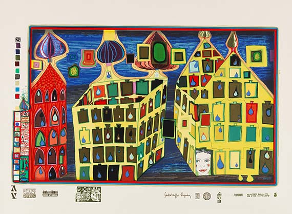 Friedensreich Hundertwasser - Mit der Liebe warten tut weh. Blatt 3 aus Regentag