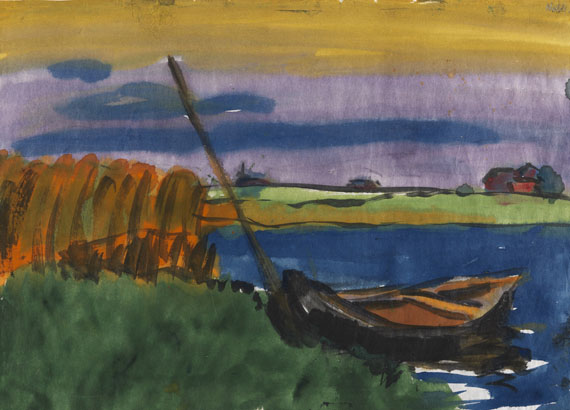 Emil Nolde - Marschlandschaft mit Fischerboot