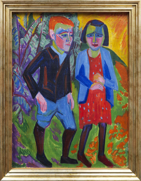 Hermann Scherer - Paar in der Landschaft (recto), Porträt eines Mannes mit einer Pfeife (verso) - Cornice