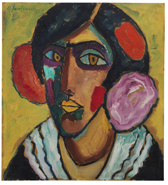 Alexej von Jawlensky - Frauenkopf mit Blumen im Haar