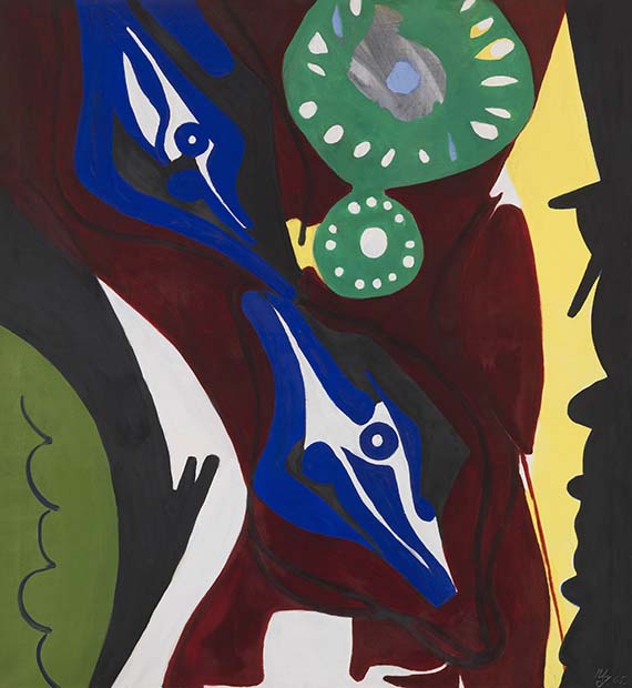 Ernst Wilhelm Nay - Die Uhr (Krapplack, Blau und Grün)