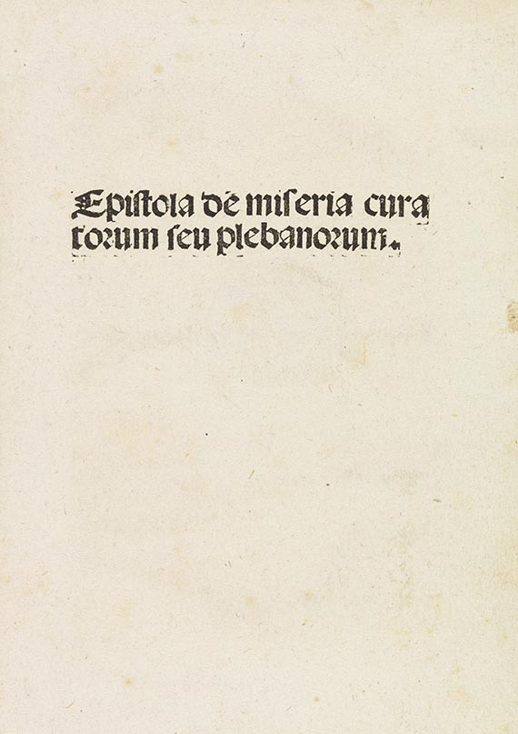   - Epistola de miseria curatorum seu plebanorum