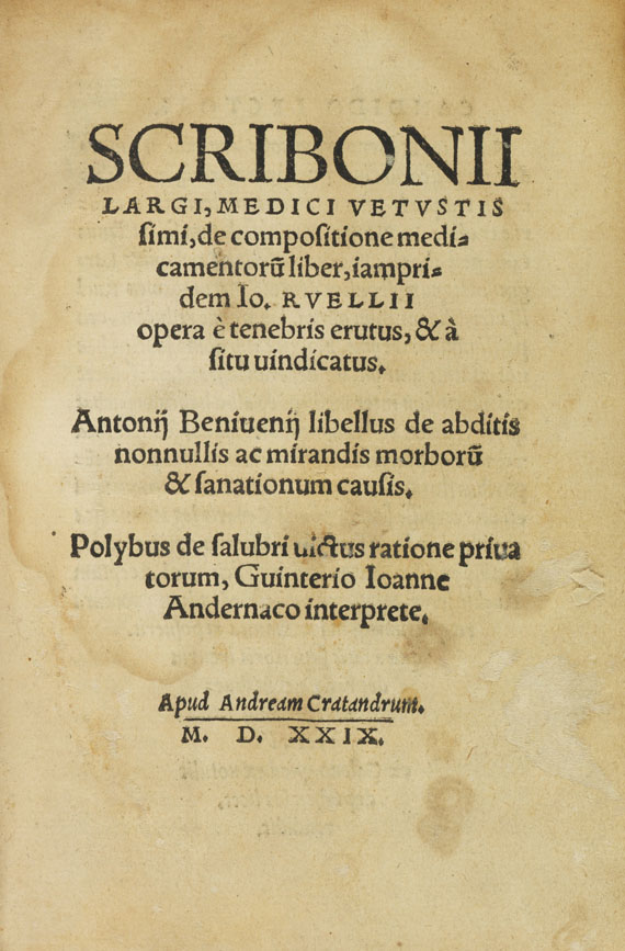 Schribonius Largus - Compositione medicamentorum