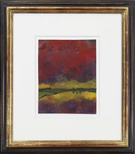 Emil Nolde - See mit Uferlandschaft im Abendlicht - Cornice