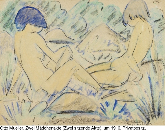 Otto Mueller - Zwei Mädchenakte (Zwei stehende Mädchenakte unter Bäumen / Zwei Mädchen neben Baumstämmen stehend) - Altre immagini