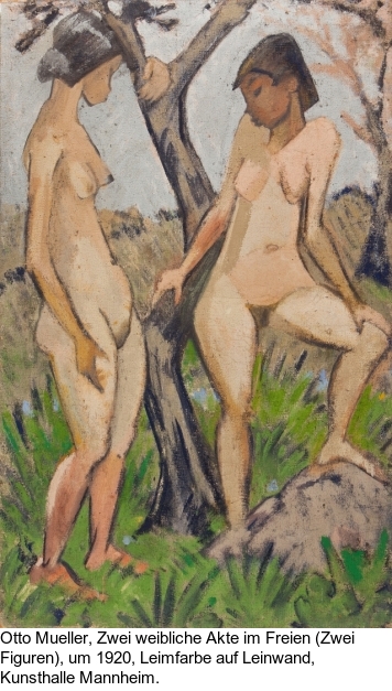 Otto Mueller - Zwei Mädchenakte (Zwei stehende Mädchenakte unter Bäumen / Zwei Mädchen neben Baumstämmen stehend) - Altre immagini
