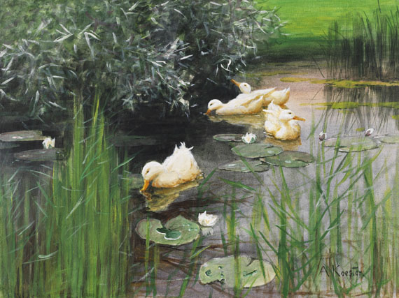 Alexander Koester - Enten im Seerosenteich