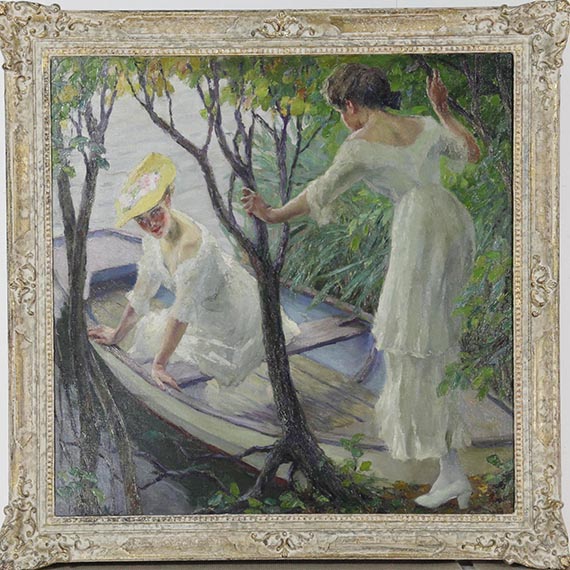 Edward Cucuel - Zwei Damen im Kahn - Cornice