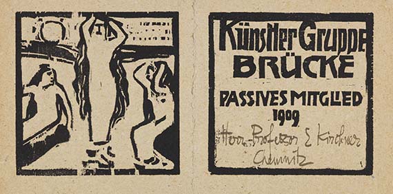 Hermann Max Pechstein - Mitgliedskarte für die passiven Mitglieder der "Brücke" für 1909