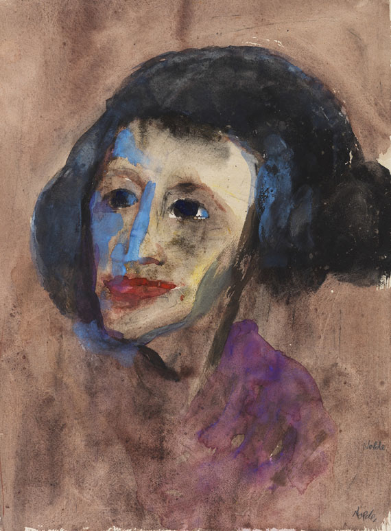 Emil Nolde - Frauenkopf mit schwarzem Haar