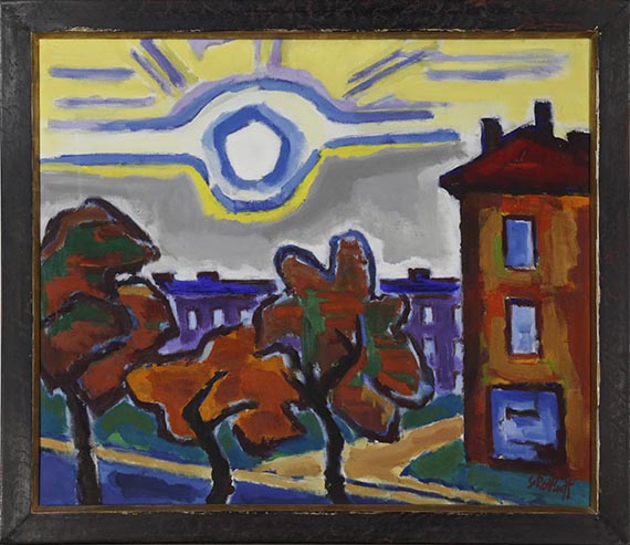 Karl Schmidt-Rottluff - Sonne über Häusern - Cornice