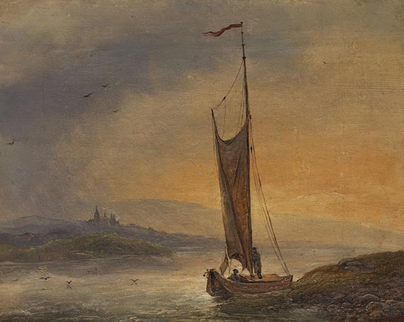 Boeck - (zugeschrieben) Segelboot im Abendlicht
