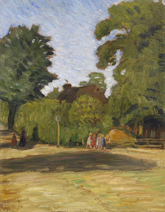 Otto Modersohn - Spätsommernachmittag in Fischerhude mit Mädchengruppe