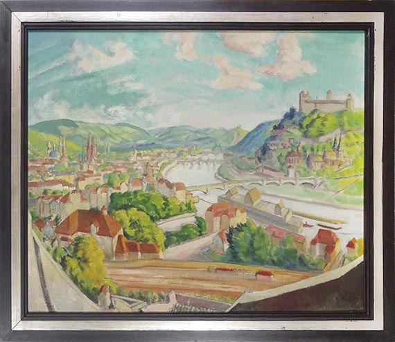 Erich Heckel - Würzburg. Landschaft mit drei Brücken - Cornice