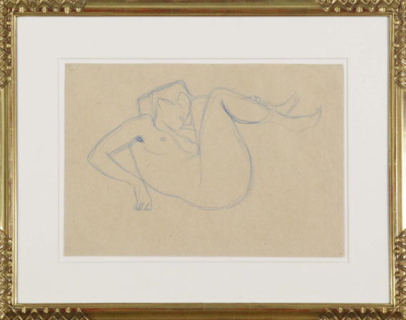 Gustav Klimt - Mit angezogenen Schenkeln kauernder Mädchenakt - Cornice