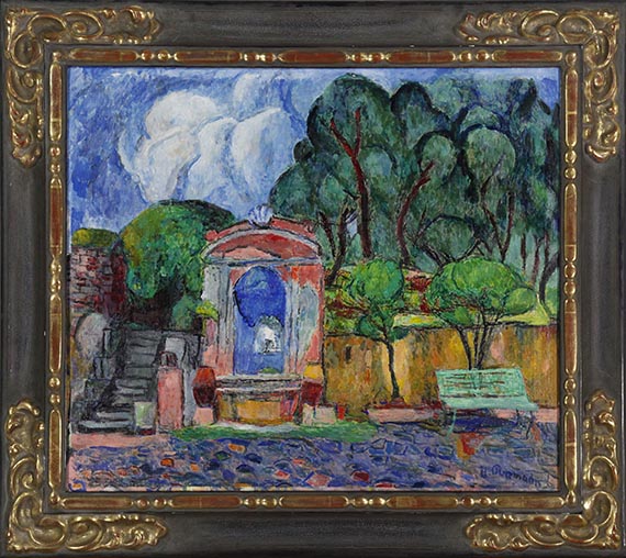 Hans Purrmann - Barockbrunnen im Hof der Villa Le Lagore - Cornice