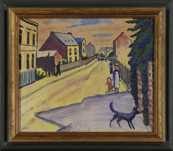 August Macke - Sonnige Straße mit Hund - Cornice