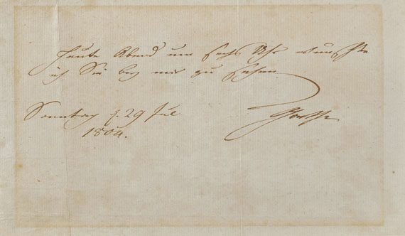 Johann Wolfgang von Goethe - Eigh. Billet m. U.