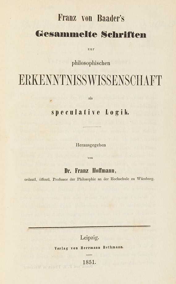 Franz von Baader - Sämmtliche Werke