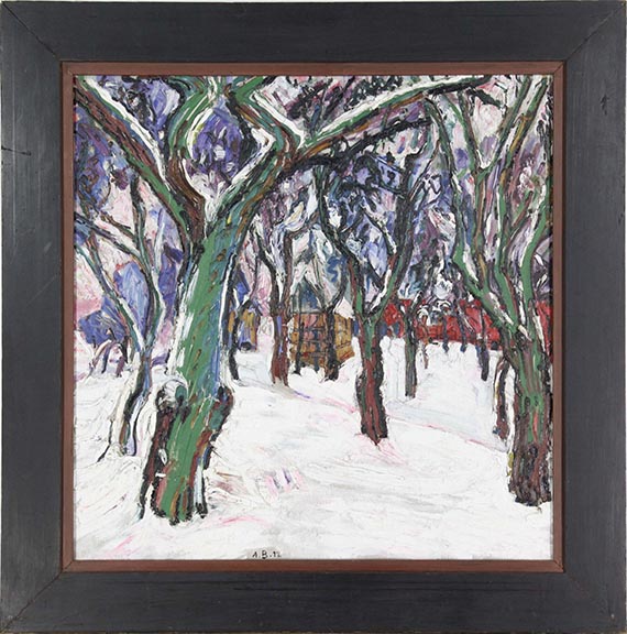 Peter August Böckstiegel - Winterbild mit Bauernhäusern - Cornice