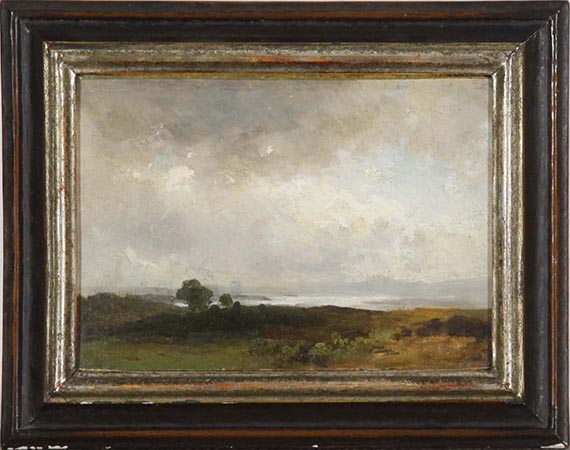 Christian Morgenstern - Landschaft am See mit aufziehenden Wolken - Cornice