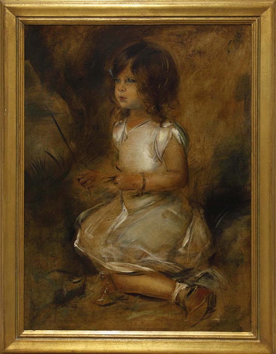 Franz von Lenbach - Gabriele Lenbach im Grase knieend - Cornice