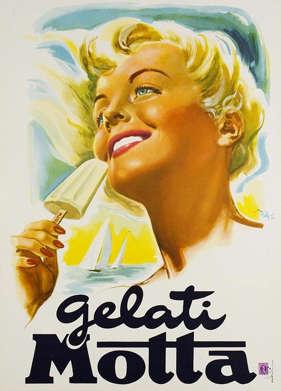 Illustration  for: Mario Rossi, Gelati Motta, 1954, poster.