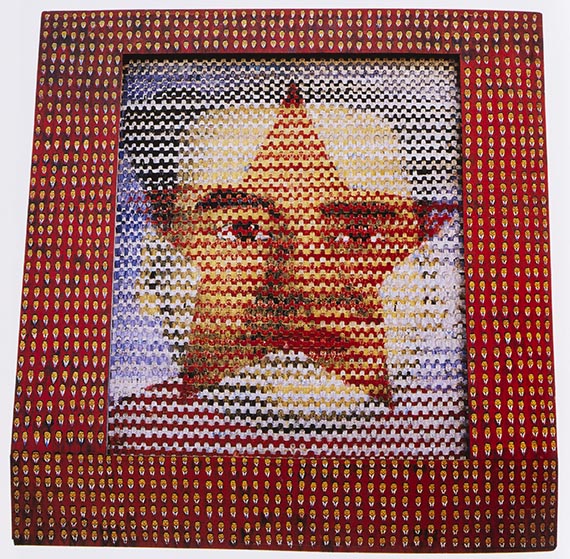 Illustration  for: Other view: Thomas Bayrle, Mao, 1966, oil on panel with electro motor, <br />Neue Nationalgalerie Berlin. © VG Bild-Kunst, Bonn 2025