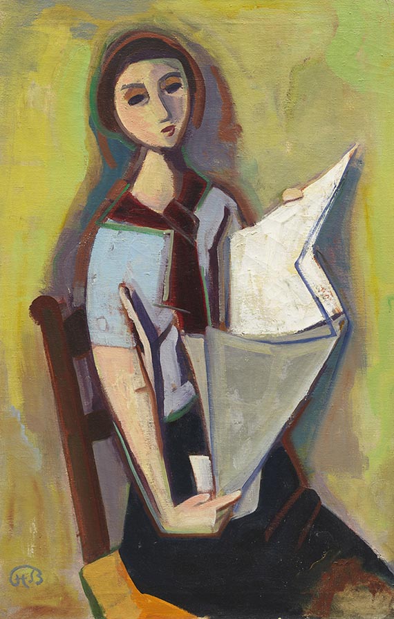 Karl Hofer - Zeitungslesende junge Frau