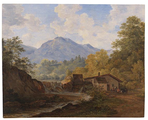 Cantius (Johann Cantius) Dillis - Oberbayerisches Gebirgstal mit Mühle