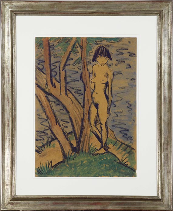 Otto Mueller - Stehendes Mädchen vor Bäumen - Cornice