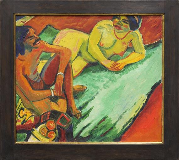 Hermann Max Pechstein - Inder und Frauenakt / Früchte (Rückseite) - Cornice