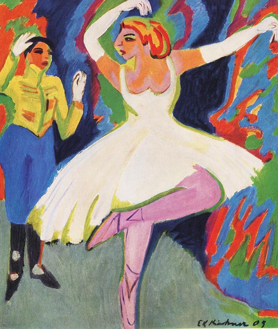 Illustration  for: Ernst Ludwig Kirchner, Russisches T&auml;nzerpaar, 1909, oil on canvas, private collection