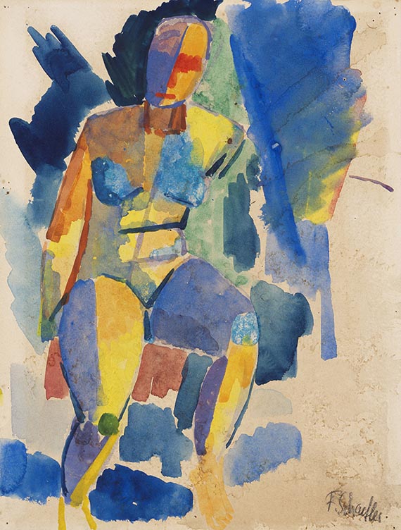 Fritz Schaefler - Sitzender weiblicher Akt