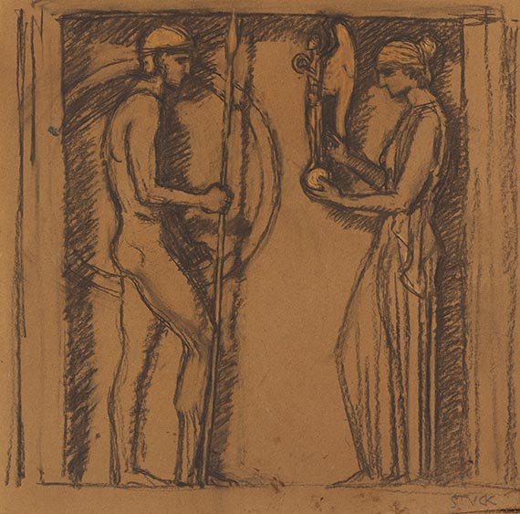 Franz von Stuck - Entwurf für die Bronzestehle "Olympiade"