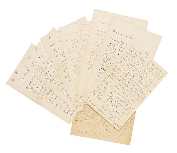 Hugo Wolf - 10 Briefe und 1 Postkarte m. U. an Hermann Wette. Dabei: 1 Postkarte von Detlev von Liliencron an H. Wolf (1891).